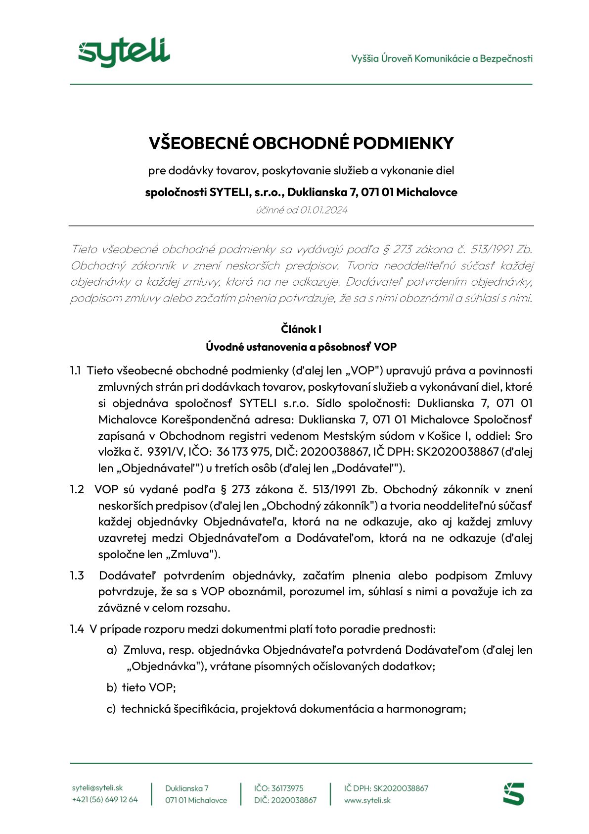 Všeobecné obchodné podmienky - Strana 1